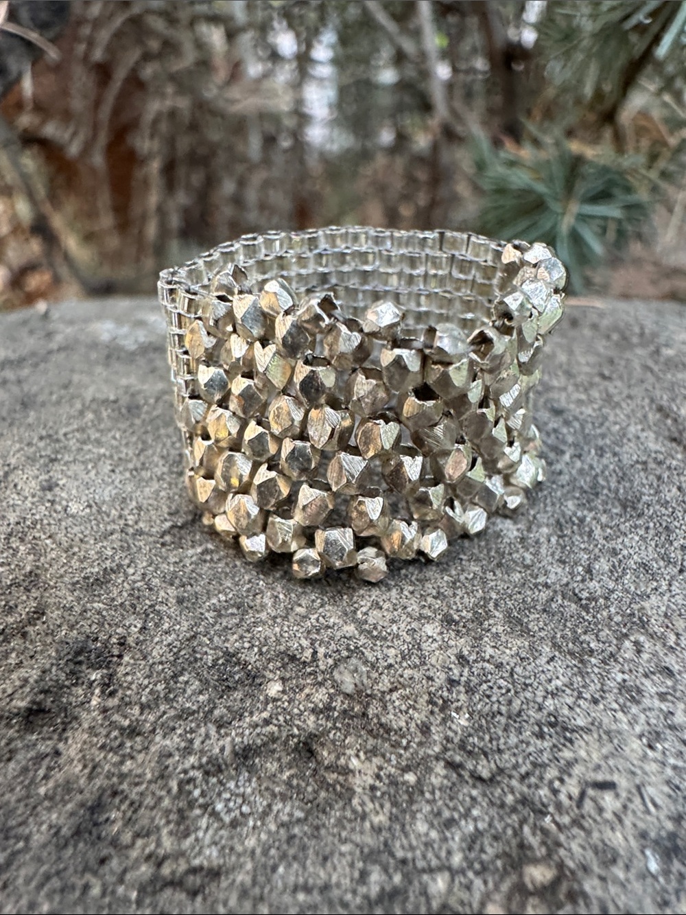 Sundance Silver Crystal Mesh Stretch Bracelet